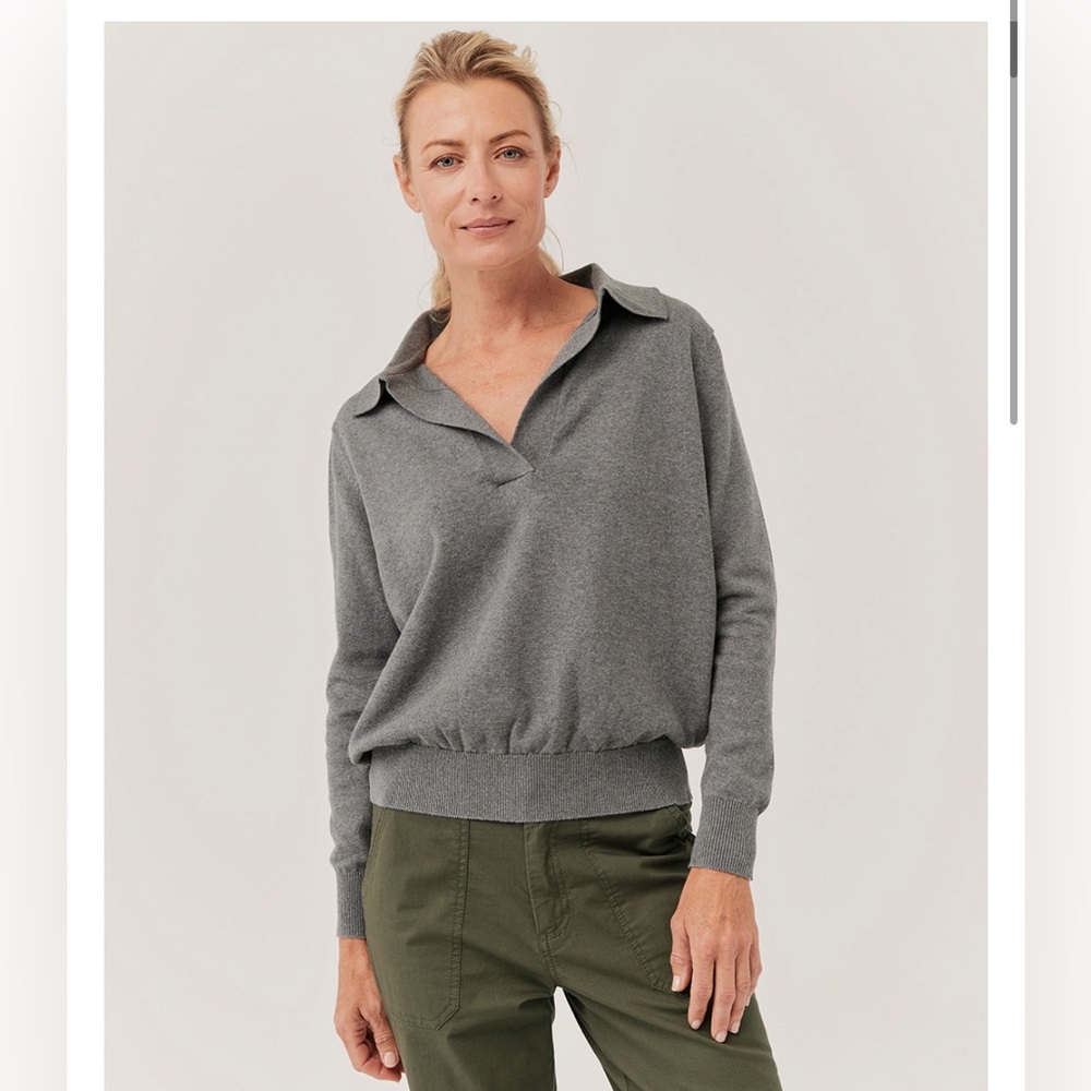 Pact Classic Polo Sweater-Medium Grey